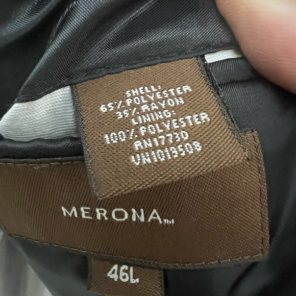 MERONA MENS DRESS BLAZER PINSTRIPE SIZE 46L IN GREAT CONDITION BKAZER ONLY. - Picture 5 of 8